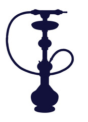 Black Hookah Silhouette on a Light Background. A sleek and simple black silhouette of a hookah, symbolizing relaxation and social enjoyment.