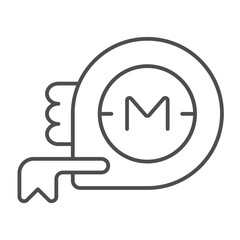 Ruler reel thin line icon, builder instruments concept. Vector graphics. Meter measuring tool, construction sign on white background, outline style icon for mobile or web design.