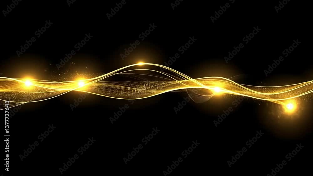 Poster golden light waves shimmer with elegance and fluidity, creating mesmerizing visual display that evok
