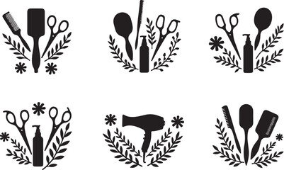  Elegant Floral Hair Stylist SVG Bundle | Barber & Salon Tools Clipart