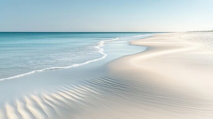 Tranquil Beach Scene with Gentle Waves and Soft Sands