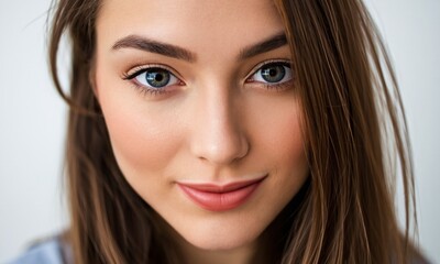 Obraz premium close up a girl with Flirty – Raised eyebrow smirk playful eye contact