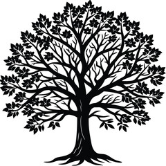 Obraz premium Tree Silhouette Vector – Minimalist Nature Illustration for Designs