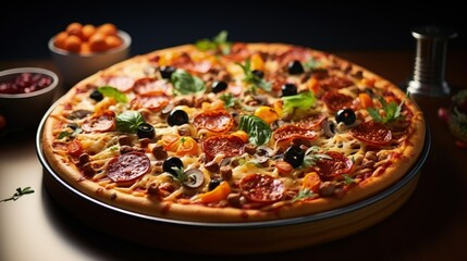 Savory Gourmet Pizza with Golden Crust and Tomato