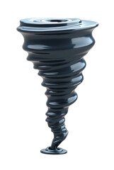 3d black swirl tornado isolated on transparent background cutout