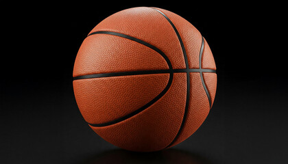 Fototapeta premium Basketball on black background with orange ball isolated for sports and competition.