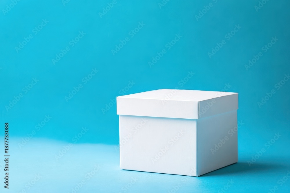Poster Simple white square box on a blue background showcasing a minimalist design and emphasizing colors
