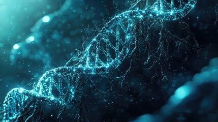 DNA plants with biology and biotechnology science concept. Abstract representation of DNA structure in blue light.