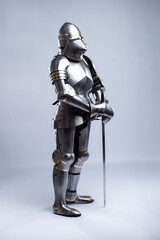 Full Suit of Fourteenth Century Knight's Plate Armor. Impressive display of medieval protective...