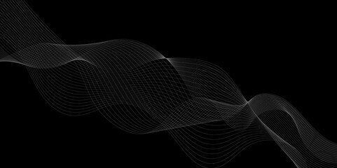 Abstract wave blend lines on transparent background. Design for banner, wallpaper, background and many more. Undulate Grey Wave Swirl, frequency sound wave, twisted curve lines with blend effect.	