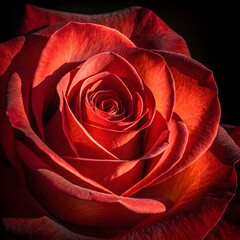 Close-up of a red rose on a black background