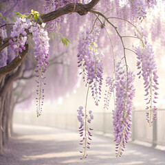 Lilac flowers blooming on a branch in spring
