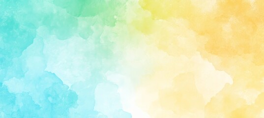 Obraz premium Soft Teal and Pale Yellow Watercolor Background, Abstract Texture, Serene, Gentle, Pastel