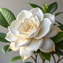 White Rose Blossom on Green Background