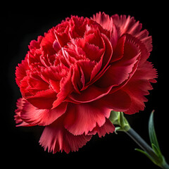 Beautiful close-up of red dahlia and carnation flowers in full bloom