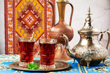 still life with a middle eastern tea pot