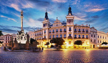 Pardubice - Czech Republic - The center of the town, square at dramatic sunset