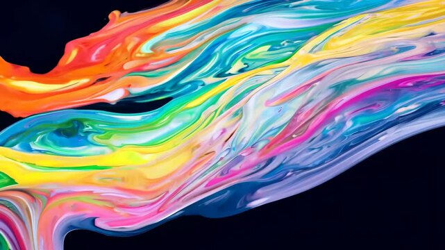 Colorful abstract paint mixing creating fluid art background.