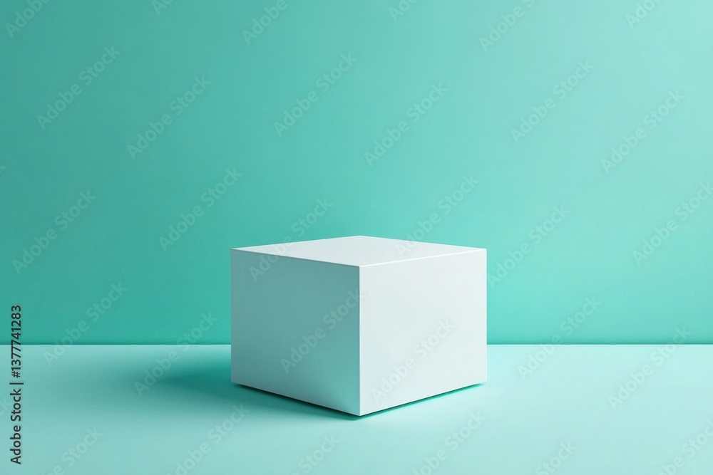 Poster Minimalistic cube display on a vibrant teal background highlighting modern design concepts