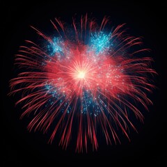 Obraz premium Vibrant red and blue fireworks display