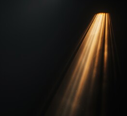 Golden light beams shining through a dark space