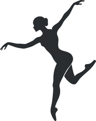 Fototapeta premium Silhouette of a graceful ballet dancer in an elegant pose, showcasing fluid movement and balance.