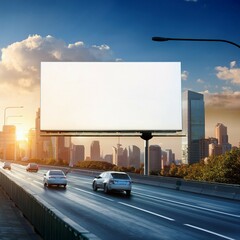 Billboard mockup city highway advertising blank template for marketing