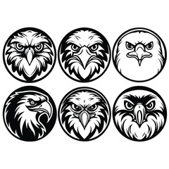 Eagle head vector silhouette white background.