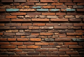 Obraz premium A brick wall with peeling paint on it.