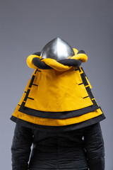 Great Helm with Wrapped Cloth. Medieval knight's helmet fully enclosing the head, with decorative fabric wrap.
