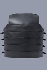 Black Leather Cuirass. Medieval torso armor with adjustable straps and buckles.