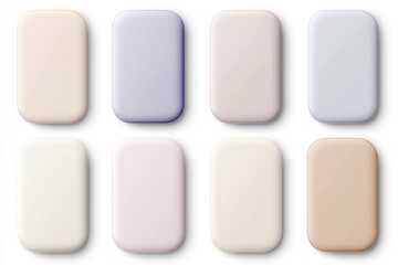 Soft Color Palette of Rectangular Soap Bars on White Background  