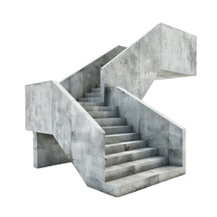 Rendering of a modern concrete staircase isolated on transparent background Remove png