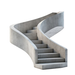 Rendering of a modern concrete staircase isolated on transparent background Remove png