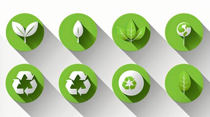 Vector flat design icons set of leaves