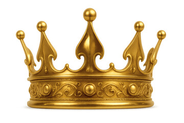 Golden royal crown with detailed ornaments isolated on white background
