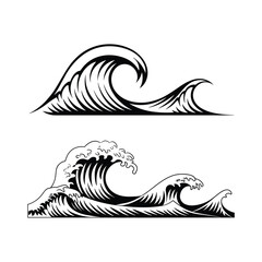 Fototapeta premium Black Wave Silhouette Design Elements