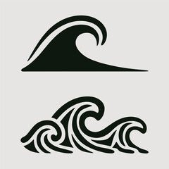 Fototapeta premium Black Wave Silhouette Design Elements
