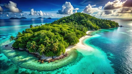 Idyllic Tropical Island Paradise: Turquoise Waters & Lush Greenery
