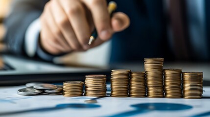 Business Professional Using Pen to Analyze Real Estate Data