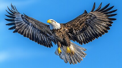 Fototapeta premium Breathtakingly hdr image of a bald eagle soaring in the sky with wings outstretched
