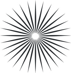 Obraz premium Abstract geometric starburst pattern with radiating black lines on a white background.