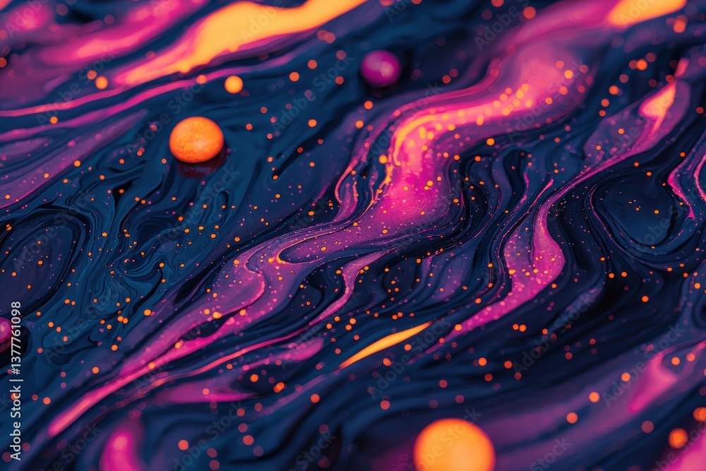 Poster abstract action of colorful swirls and orbs digital art modern background vibrant environment close-