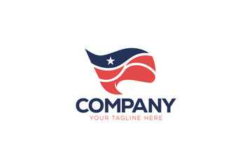 Logo design of the American flag, symbolizing patriotism, national pride, and American values, often with bold colors and geometric shapes.

