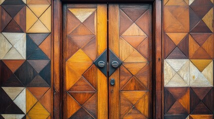 Fototapeta premium A detailed close up view of an elegant wooden door
