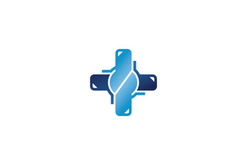 Logo design of an abstract cross or plus symbol, symbolizing positivity, health, balance, and unity, often with minimalistic and modern styling.

