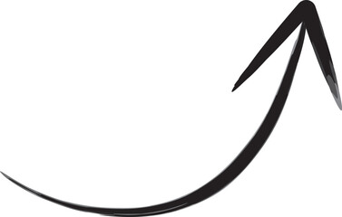 右肩上がりの黒色の矢印、水彩風ベクターイラスト素材