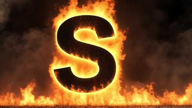 Fiery Alphabet: Letter S engulfed in flames