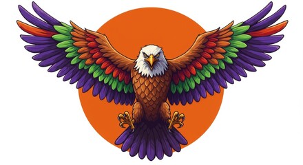 Colorful soaring bird graphic design