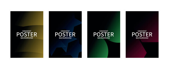 Naklejka premium Gradient Poster Background Set, Modern Abstract Design, Dark Aesthetic Wallpaper, Futuristic Graphic Layout, Colorful Minimalist Template, Digital Art Backdrop for Branding & Marketing